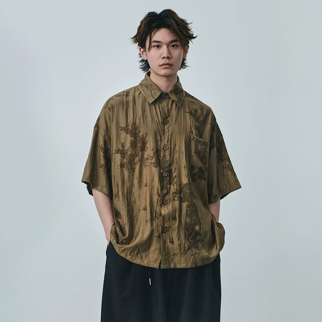 W58扎染暗紋印花恤衫