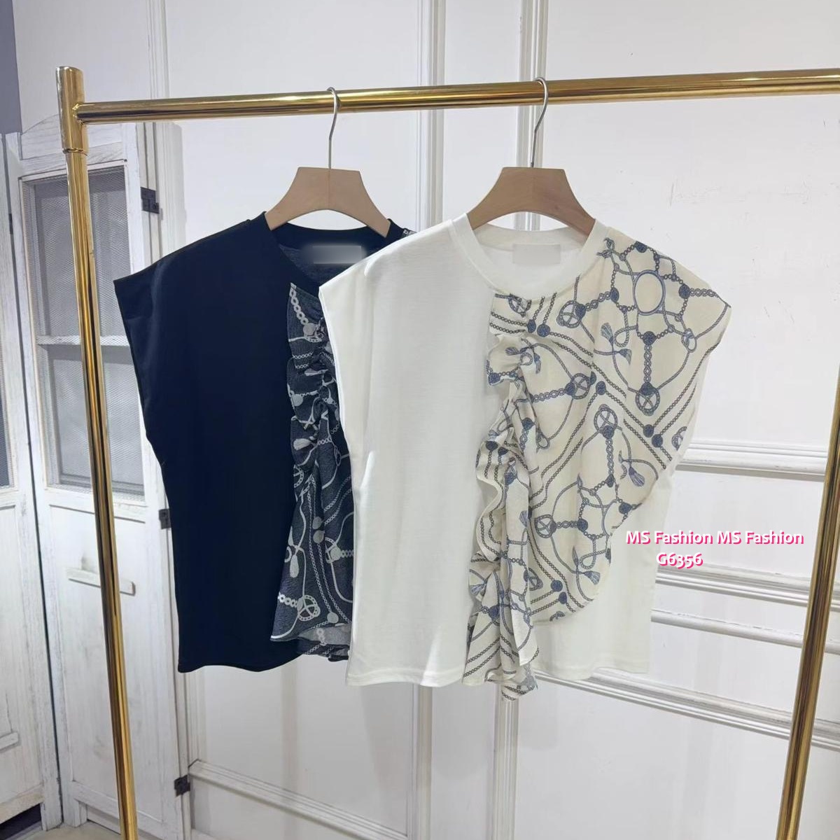 G6356 特色print拼布top