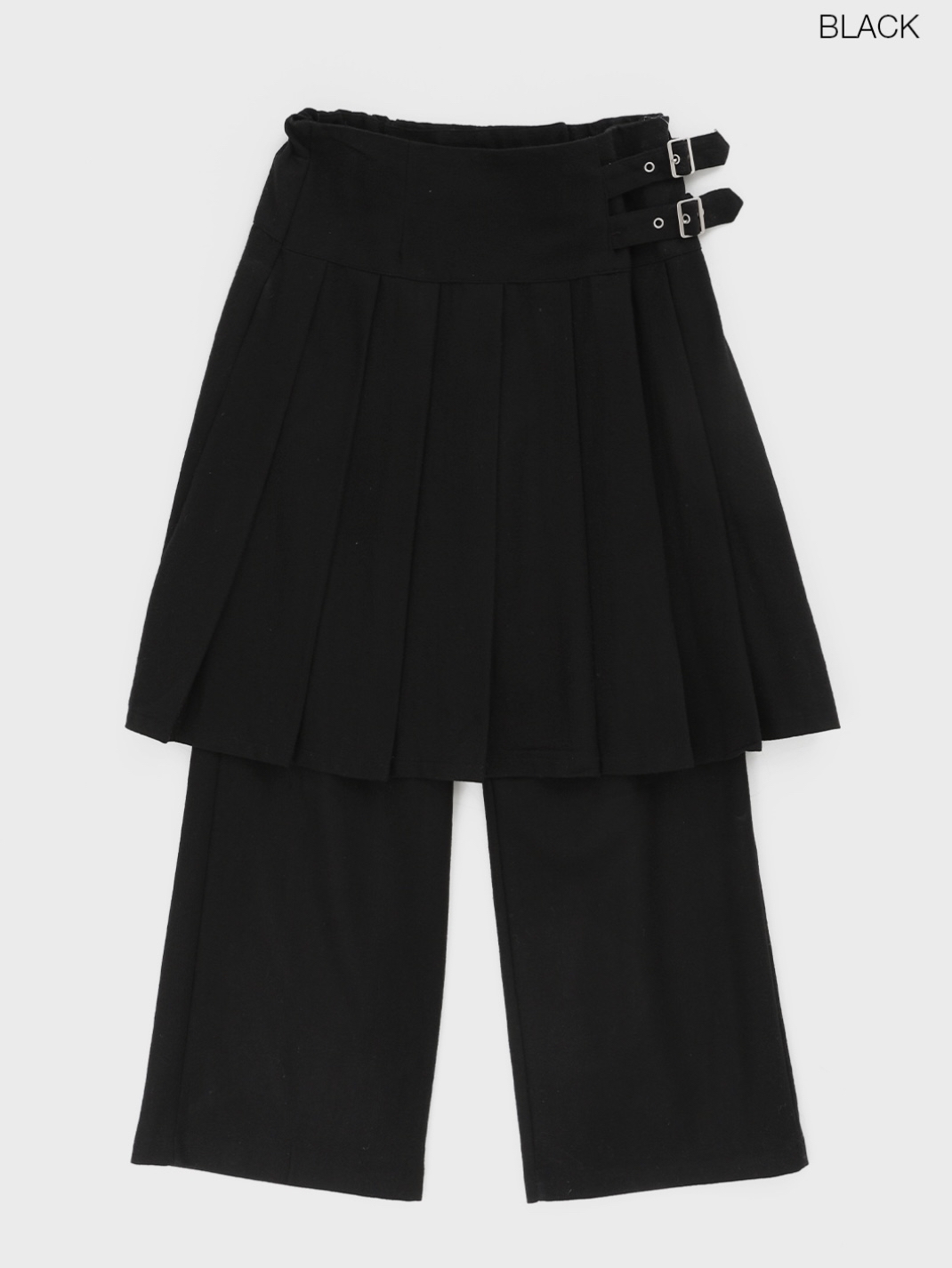 Pleated Layered Buckle Skirt Pants