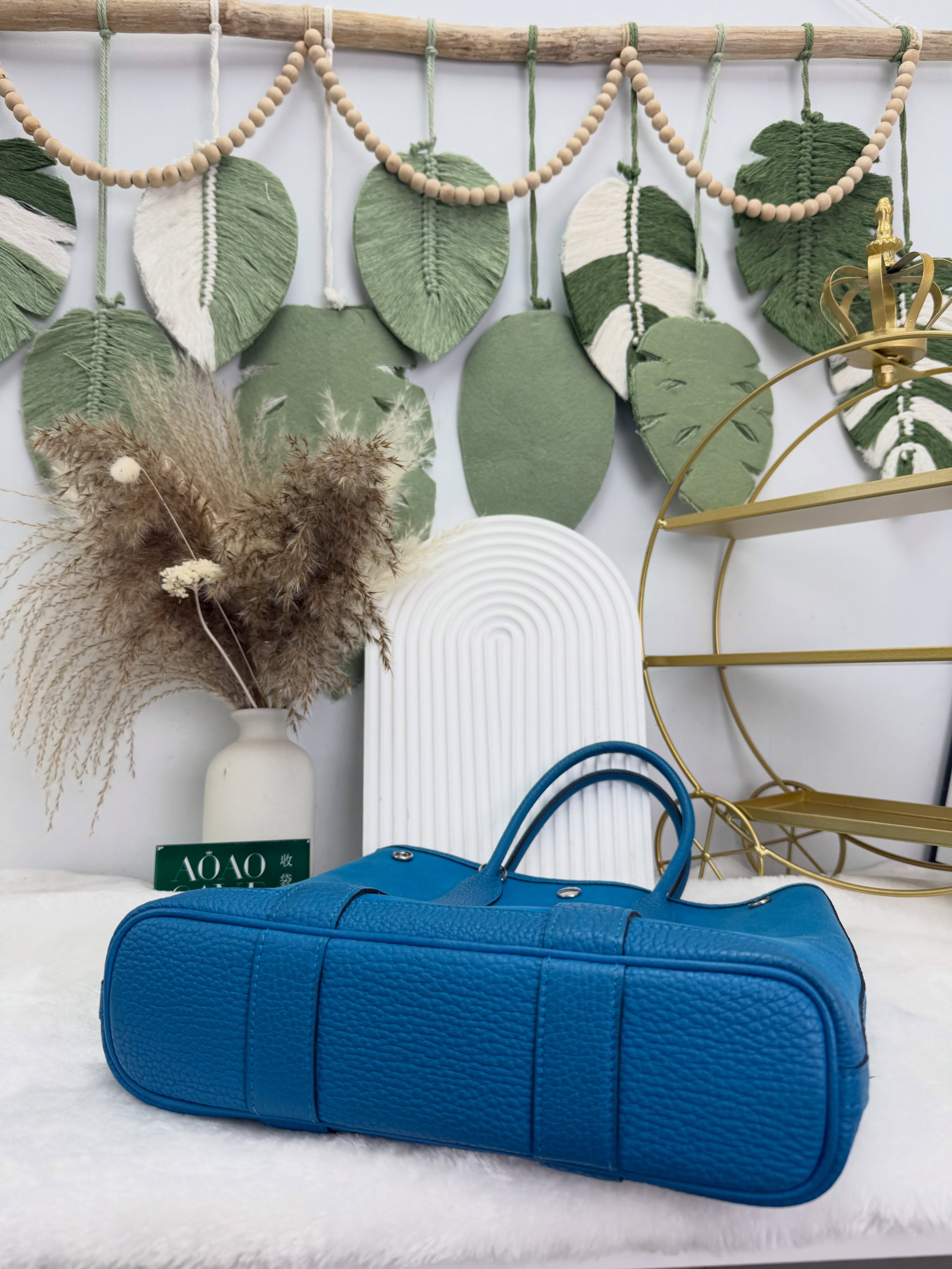 Hermes 👜 PRE OWNED 🛍️亮藍色Garden File 28 z stamp 💙有肩帶 有塵袋🩵