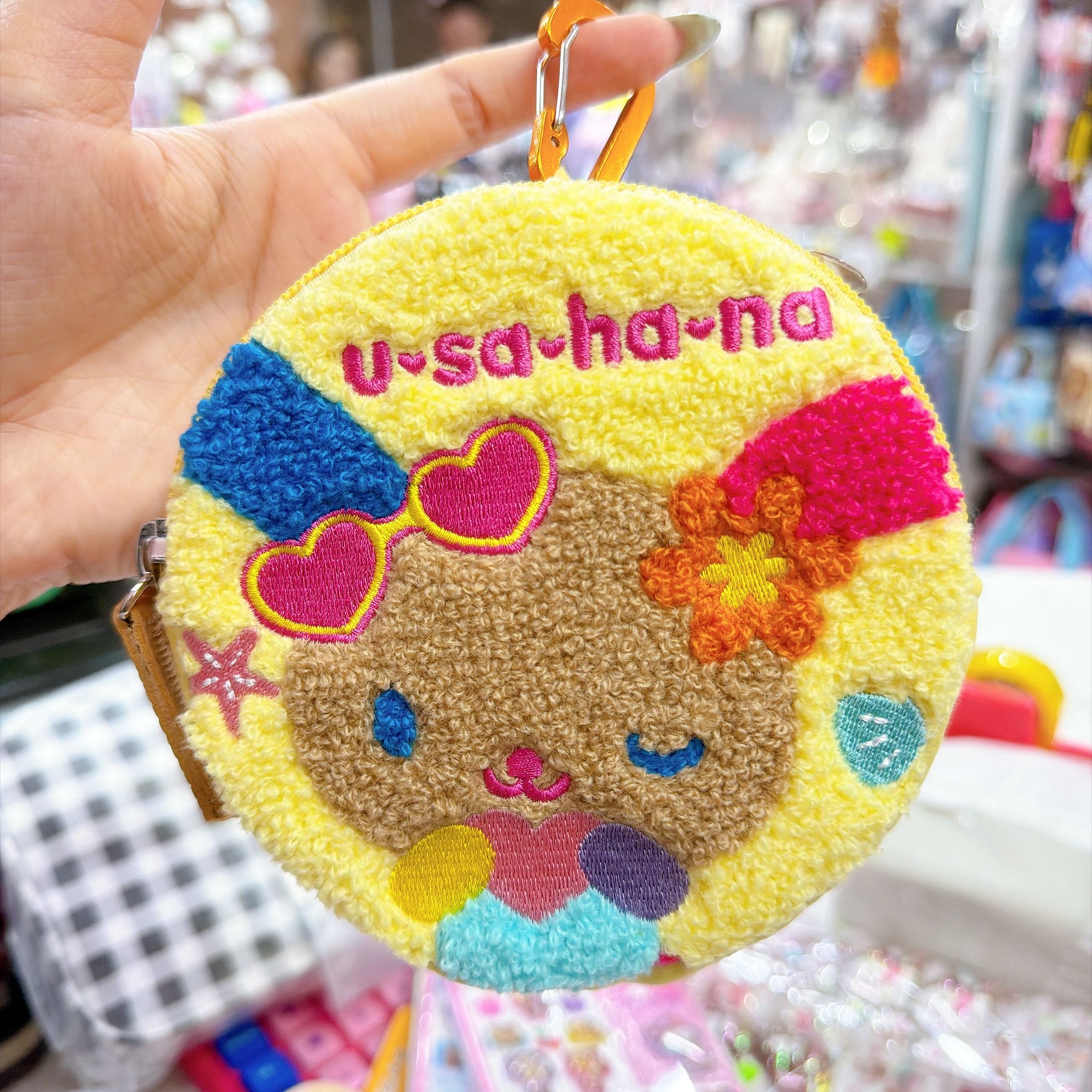 日本直送 usahana新款針織刺繡散銀包