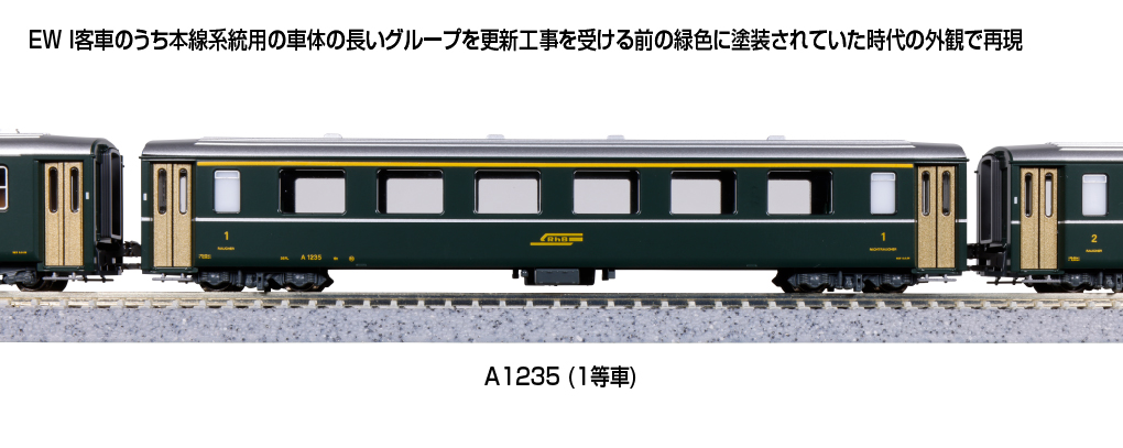 Kato N 9mm 軌 Ge6/6-I <雷蒂亞鱷魚> & 阿爾卑斯山綠色客車