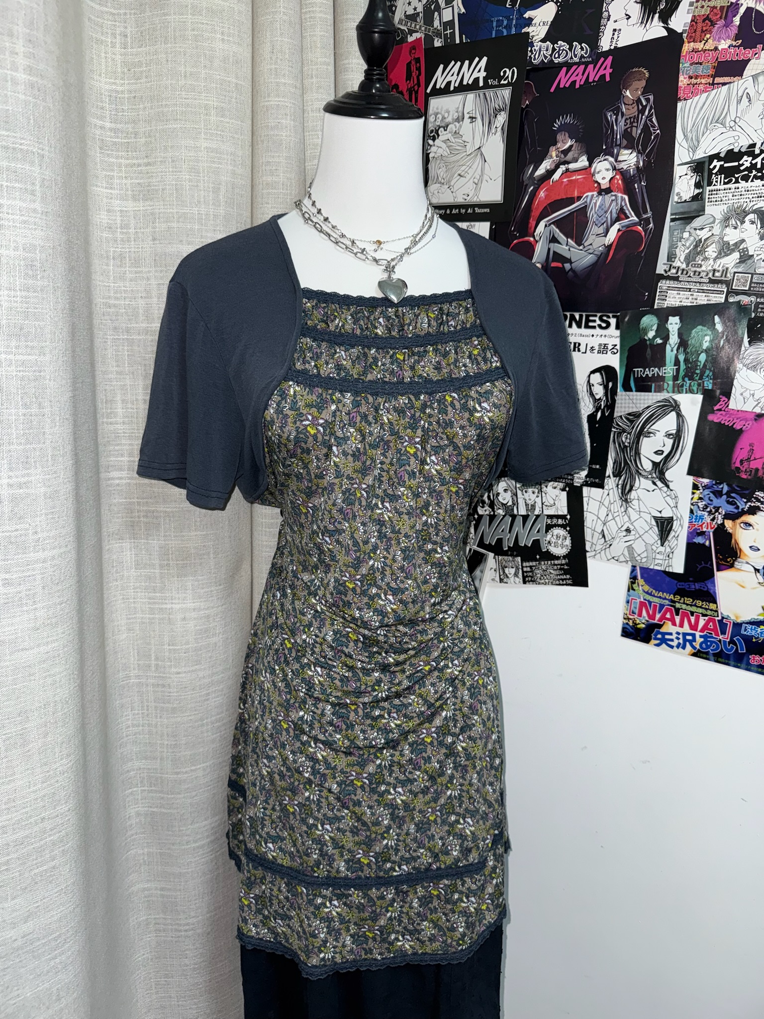 Prairie Floral Dress with Short Sleeve Cardigan