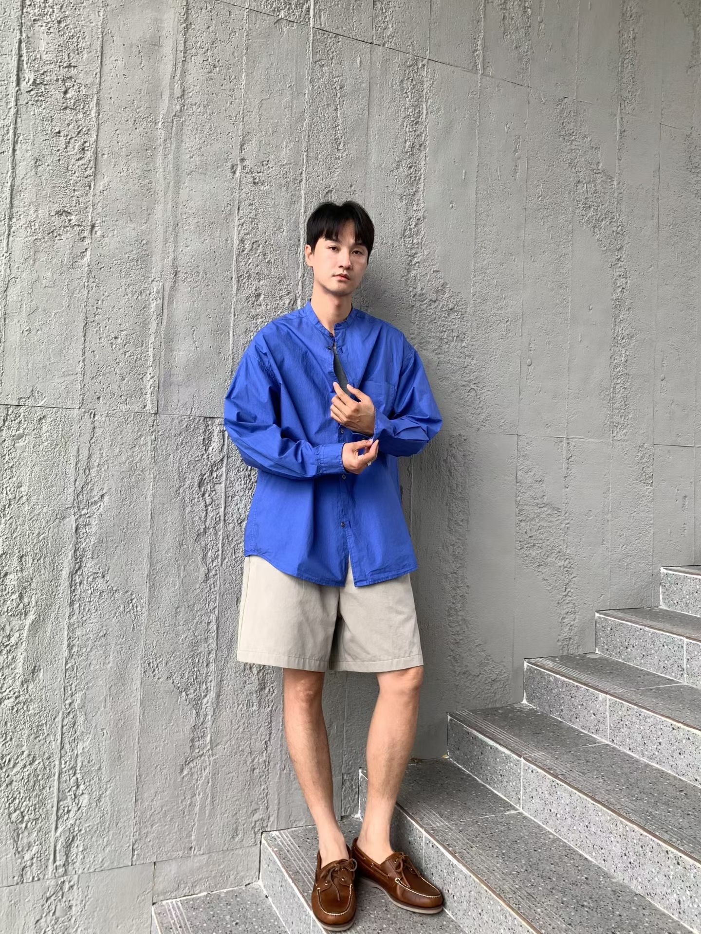 Mandarin collar oversized shirt #sh17