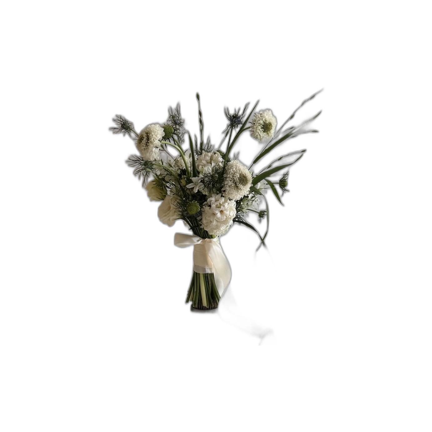 Elegant White Floral Bouquet with Silk Ribbon