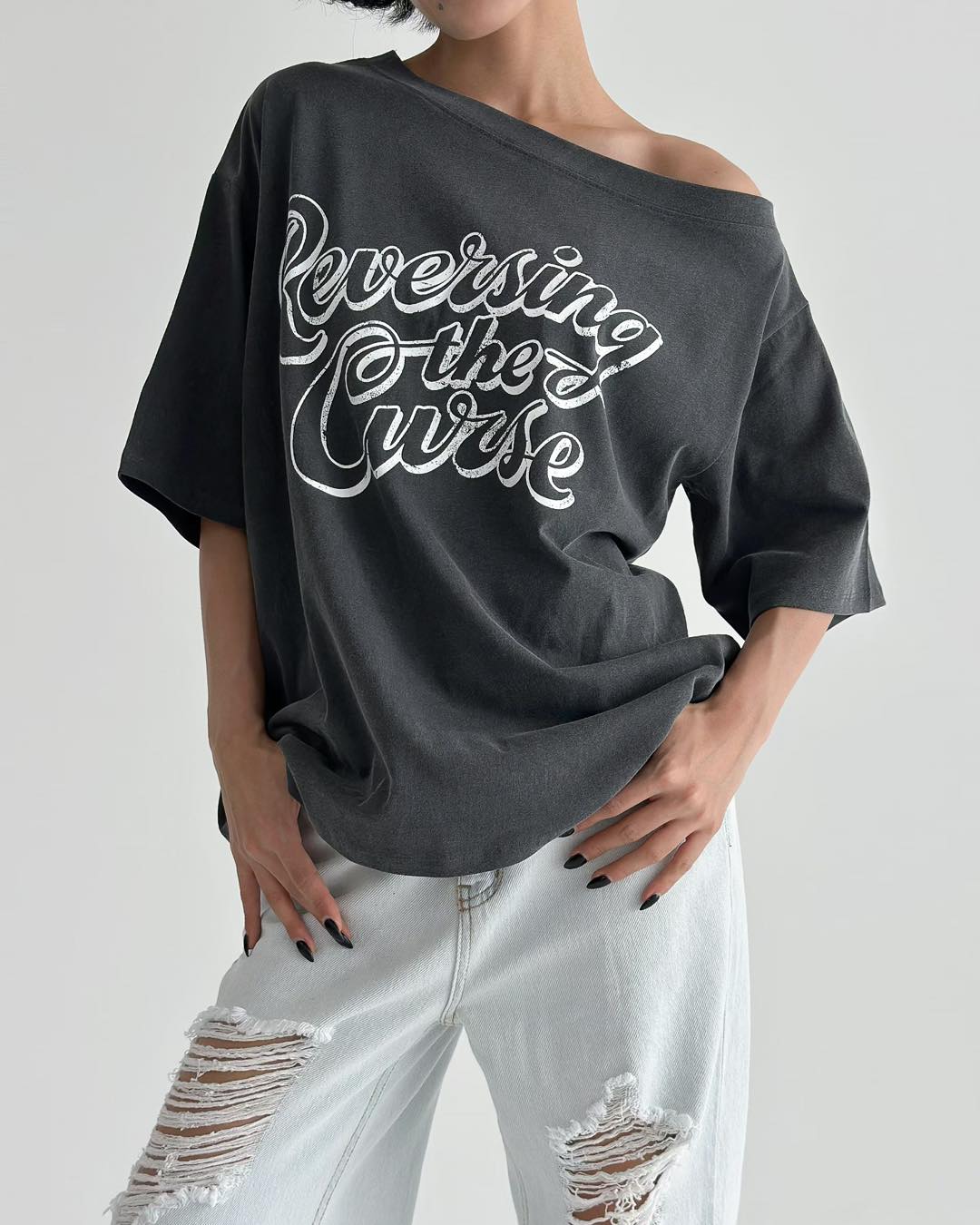 五分袖oversized Tee