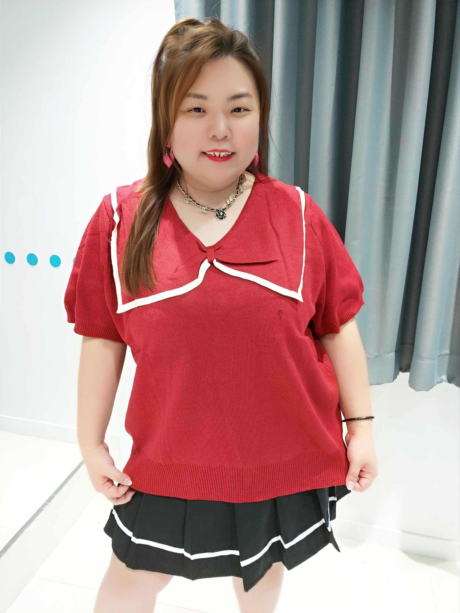 DSB07 蝴蝶结大领设计针织上衣