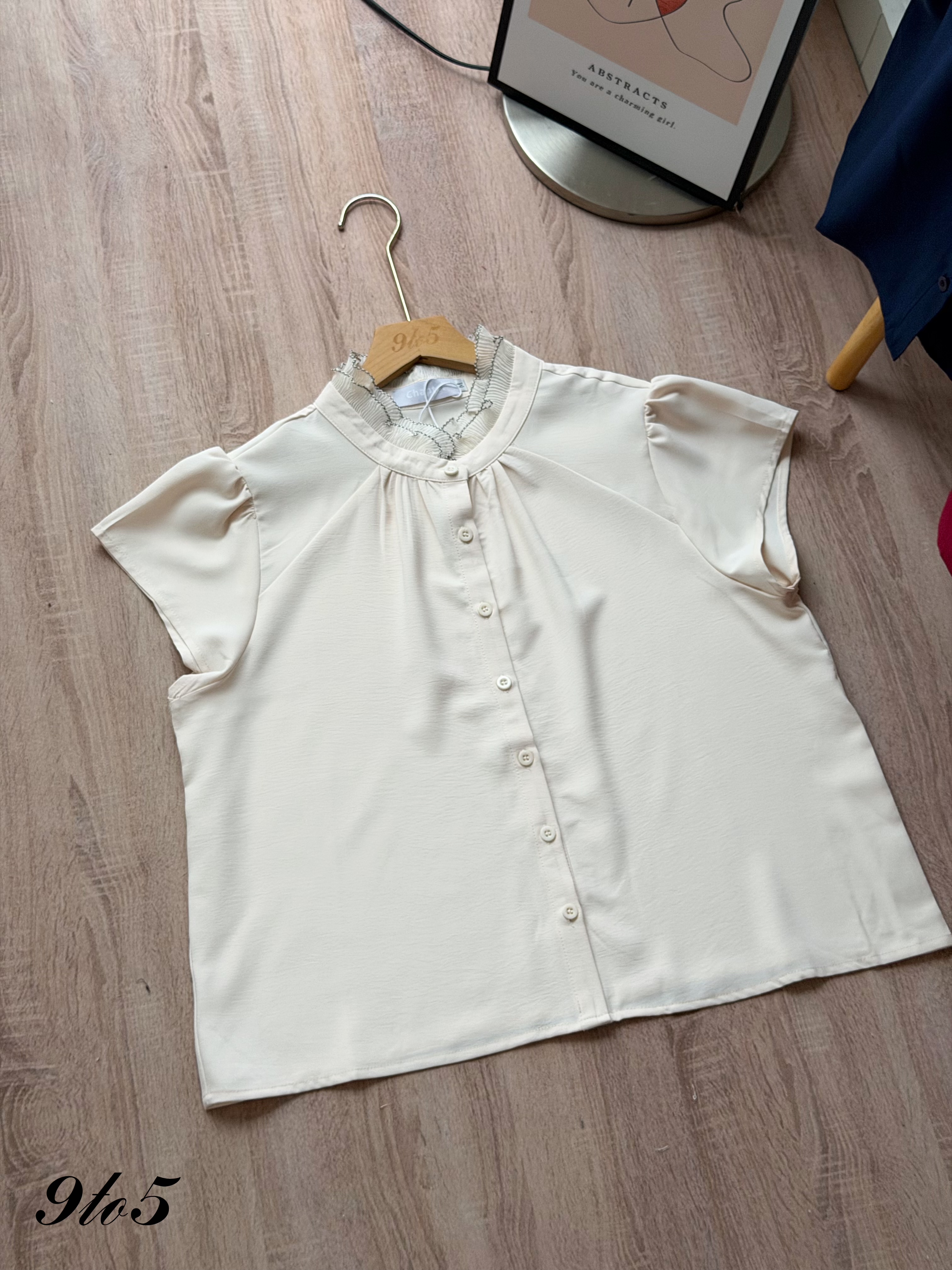 T4504 Ruffle Stand Collar Blouse - 3 Colors 