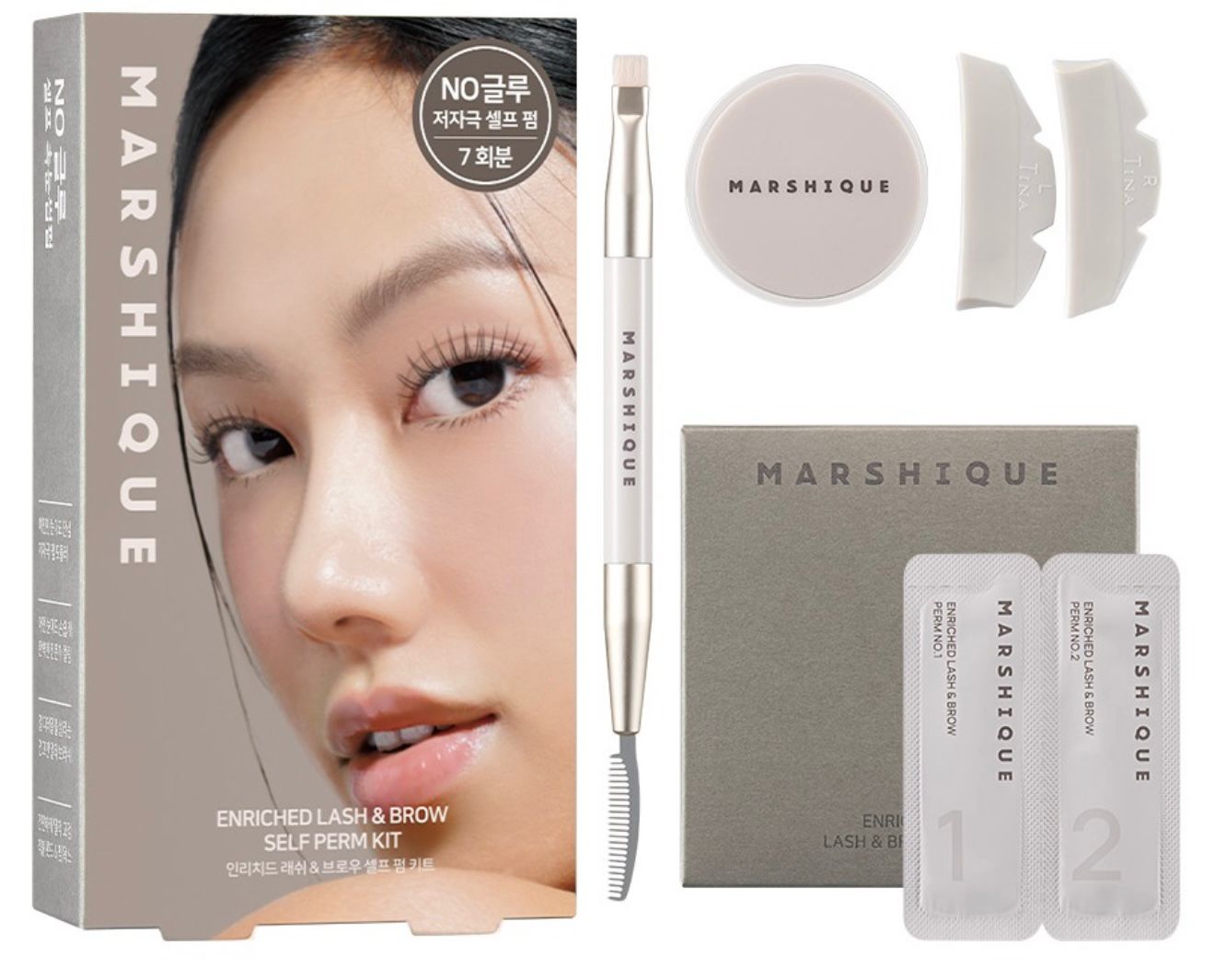 近期大熱🔥IG洗板🔥$195盒。韓國🇰🇷MARSHIQUE 專業級睫毛眉毛燙染組 (7次份)