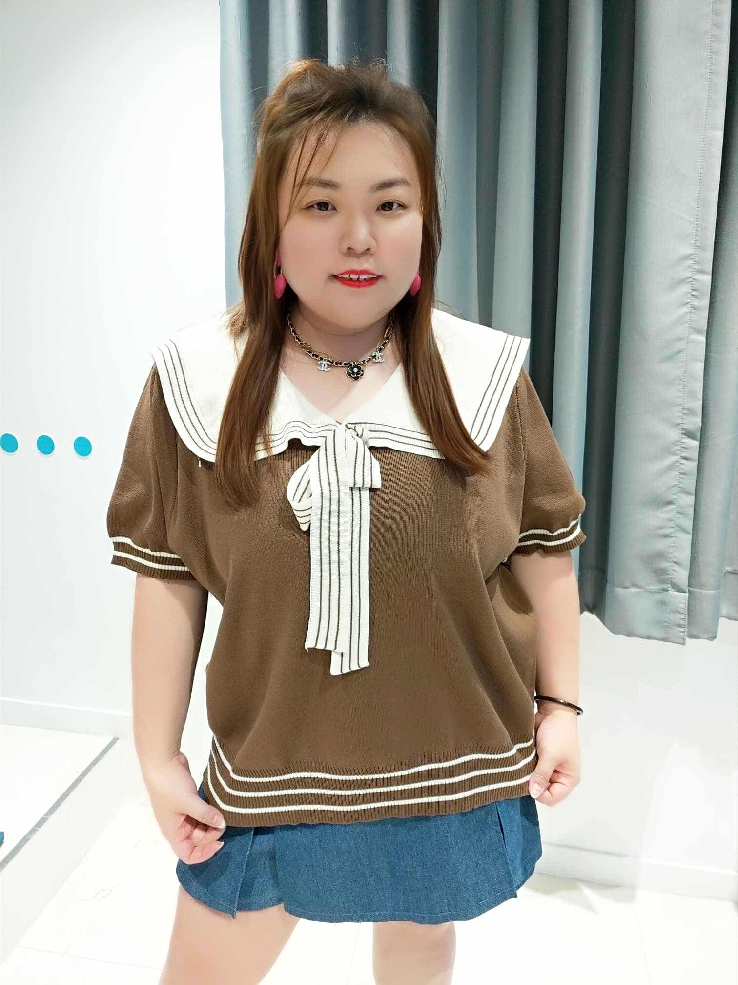 DSA06 可绑带学院风设计针织上衣