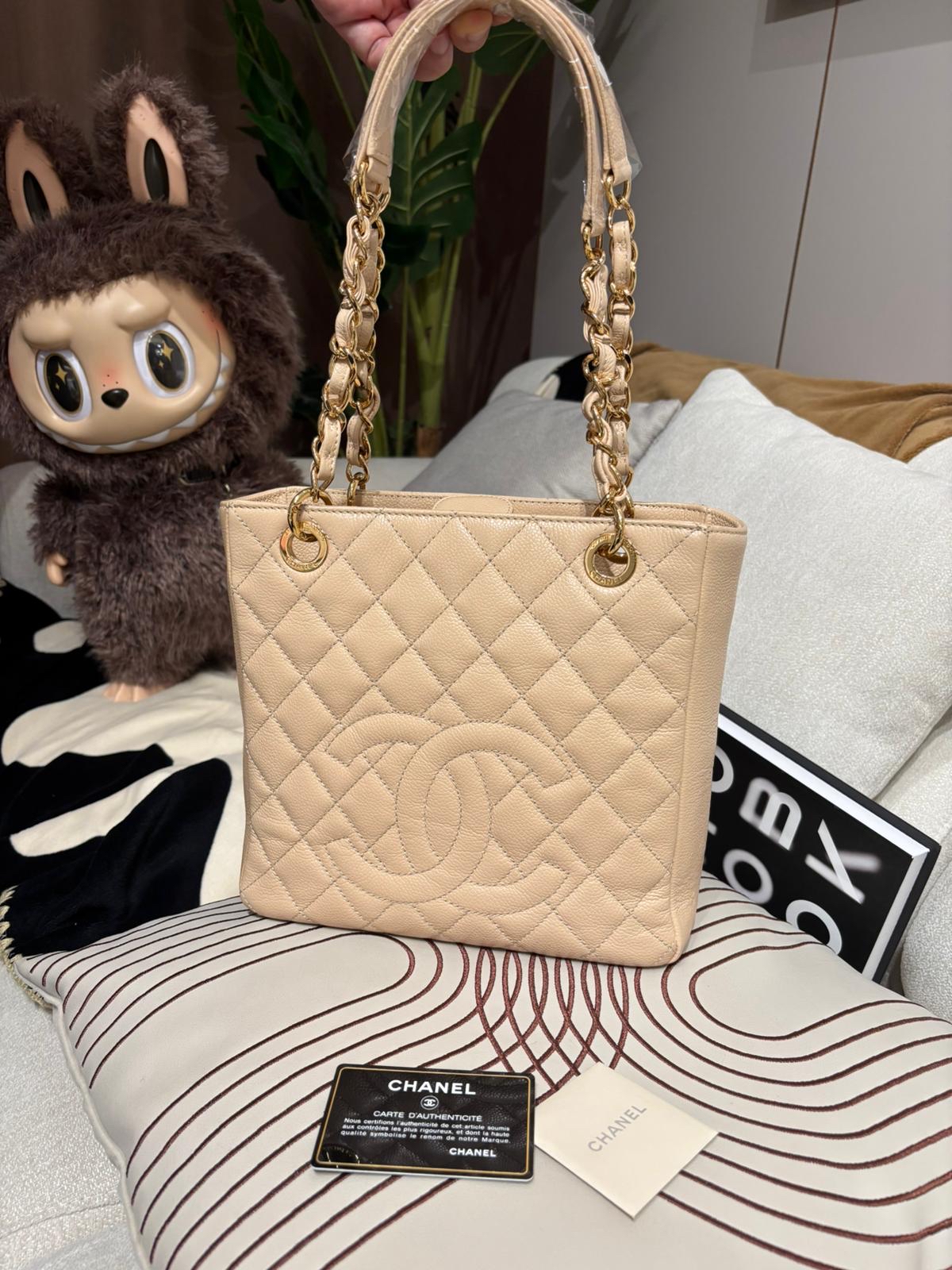 Chanel pst petit shopping tote 荔枝牛皮 100%Authentic,95%new ✅15card ✅dust bag   