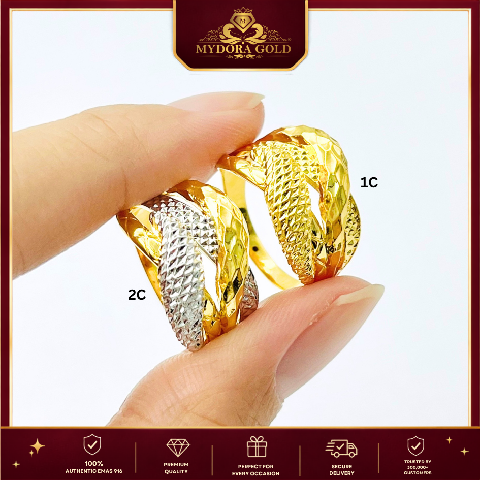MYDORA Cincin Lintah Diamond Cross (5G) l EMAS 916/22K