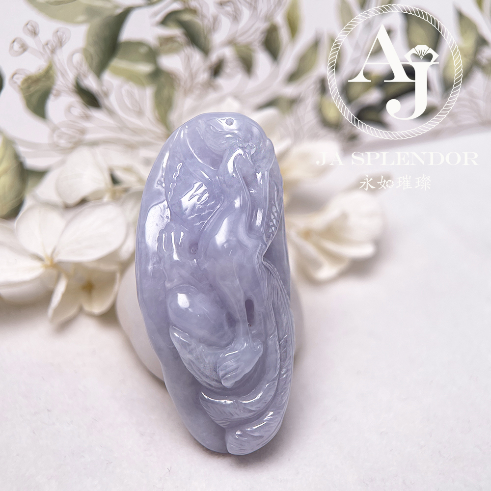 JN-762 天然翡翠A玉 冰潤紫羅蘭鳳凰吊墜