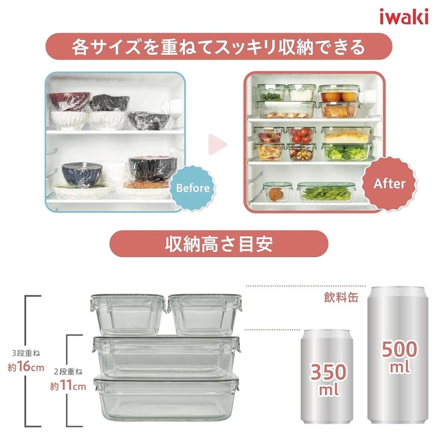 🔥🔥【日本直送《IWAKI》耐熱玻璃食物盒】7件套 | 限定色