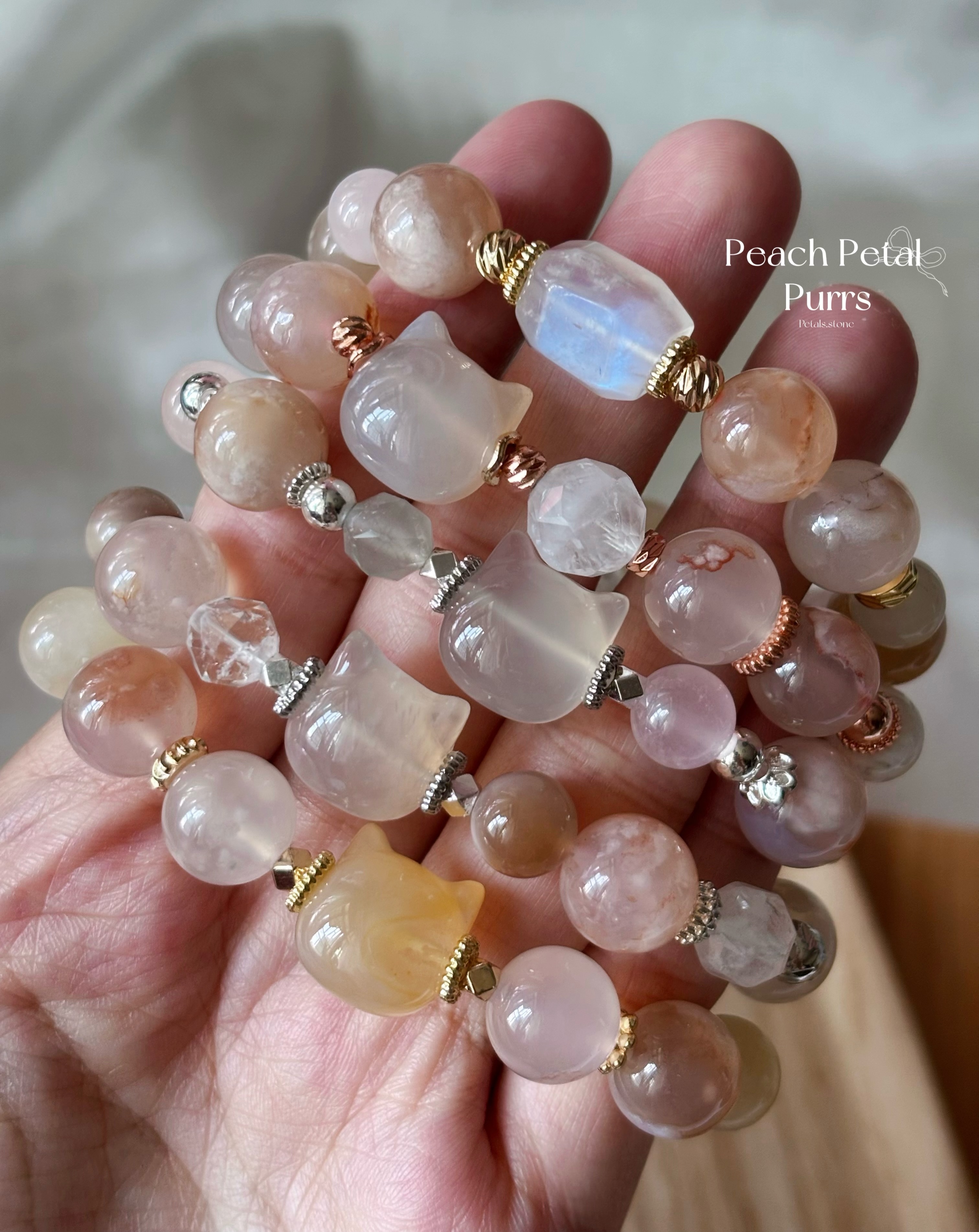 🍑Peach Petal Purrs🐈🌸｜橙粉櫻花瑪瑙貓貓