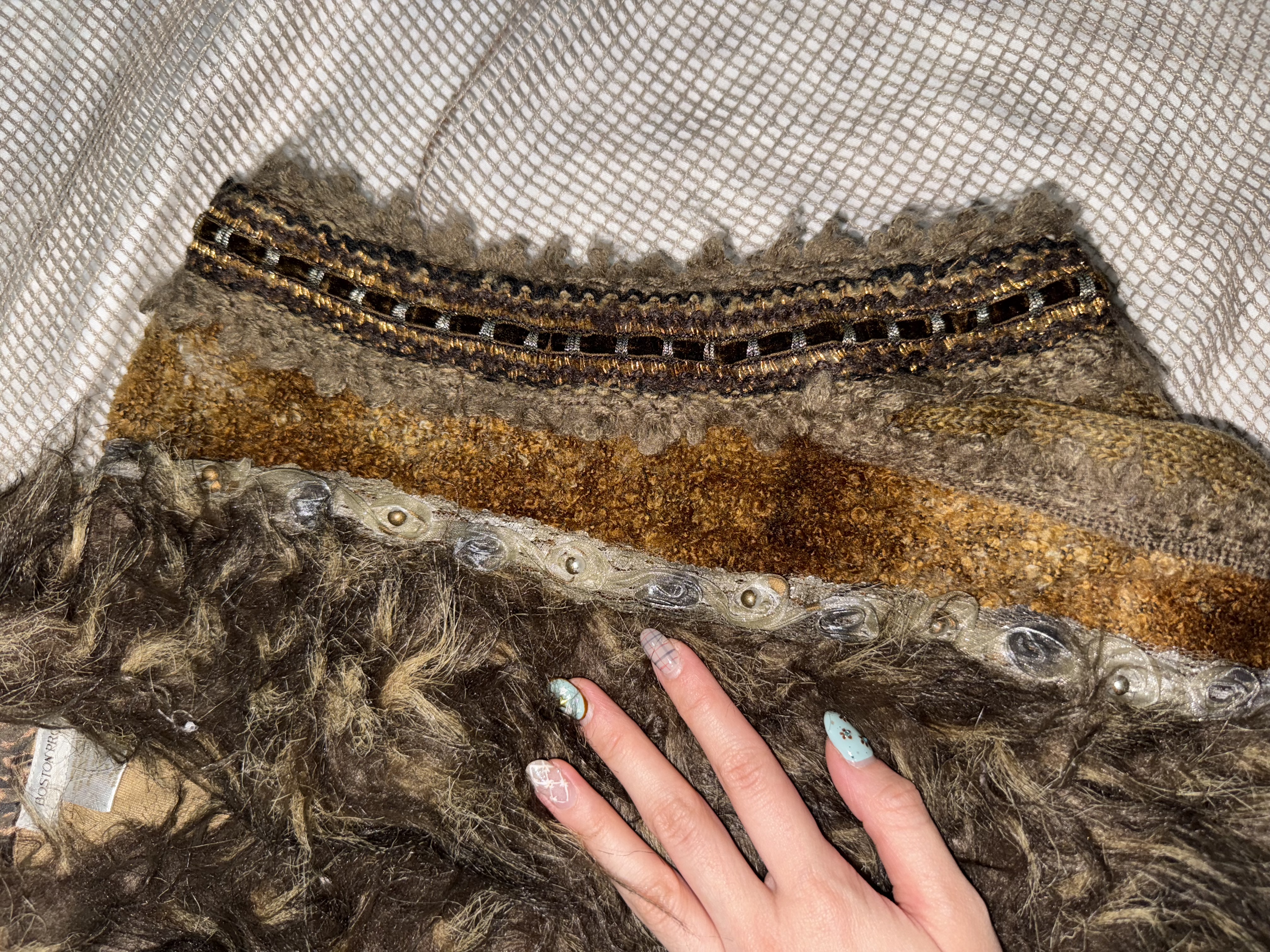 Vintage Boho Faux Fur Embellished Vest with Beaded Detail