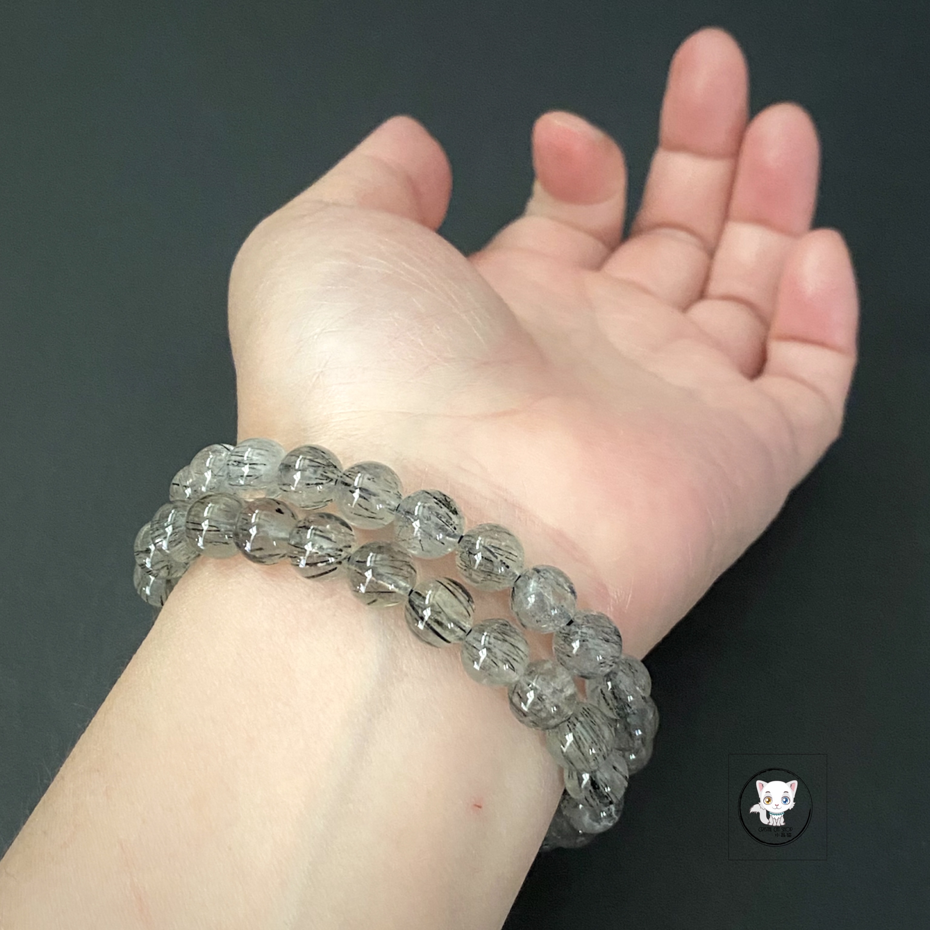 巴西黑髮晶手鏈 8mm