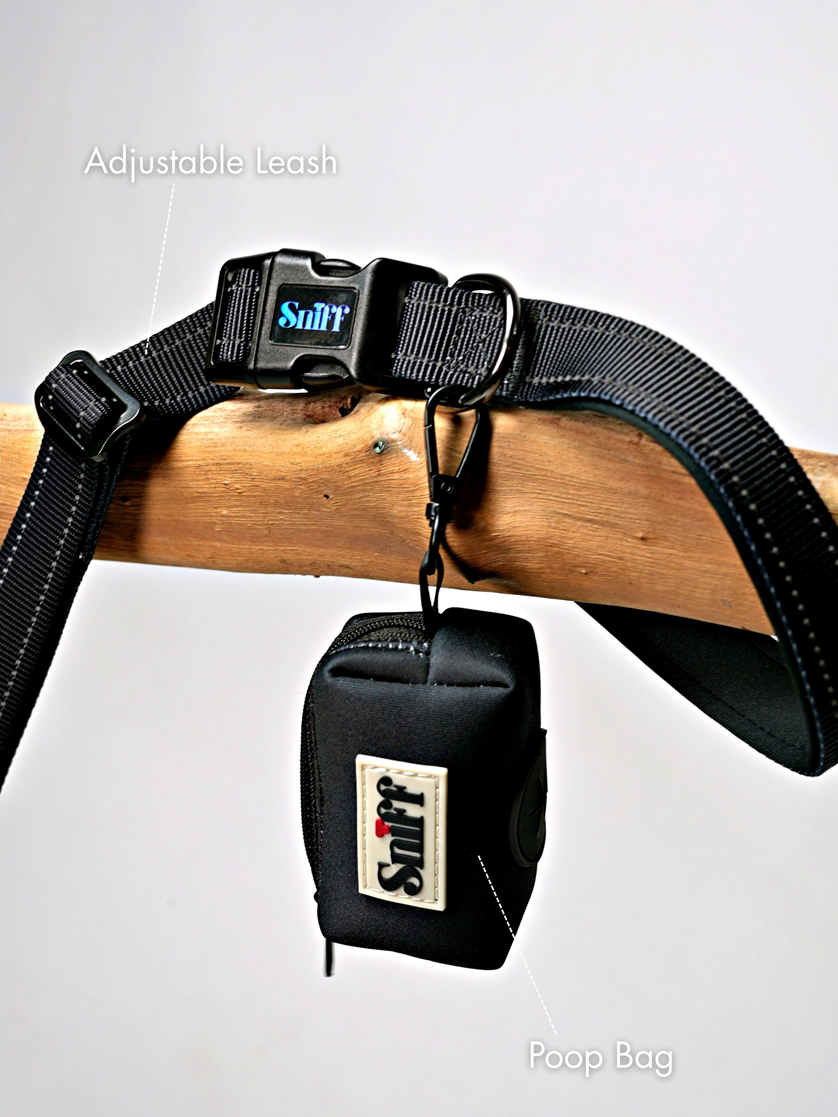 Hands Free Multifunction Leash with Poop Bag - Black