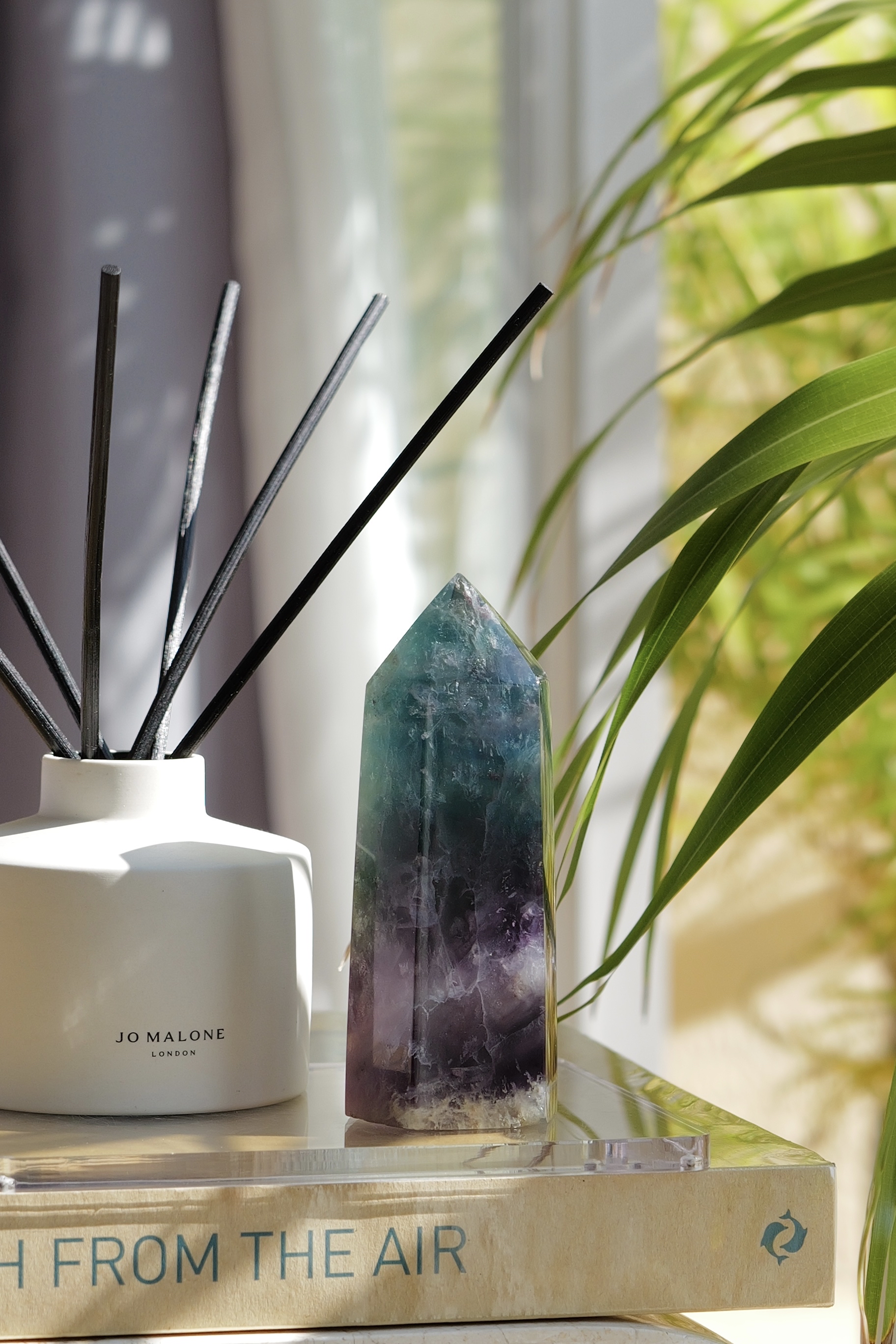 ༒15cm綠紫螢石六角柱༒  FL031C22MGN18-RB5*6fm