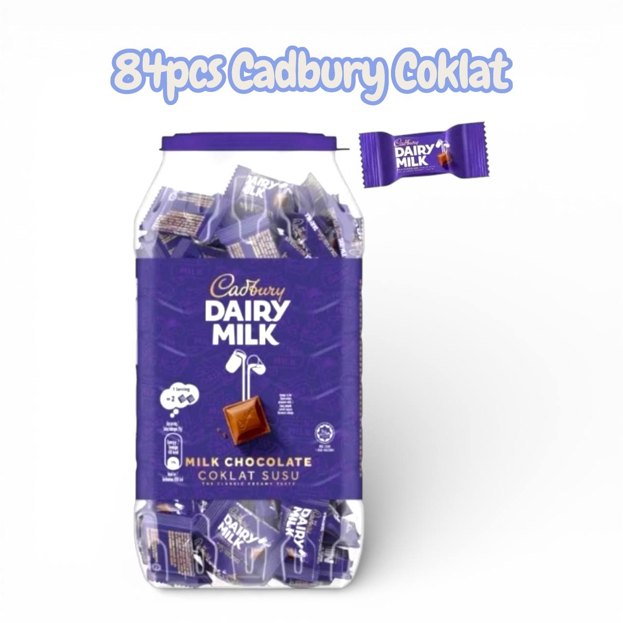 84pcs Cadbury Dairy Milk Chocolate 382g