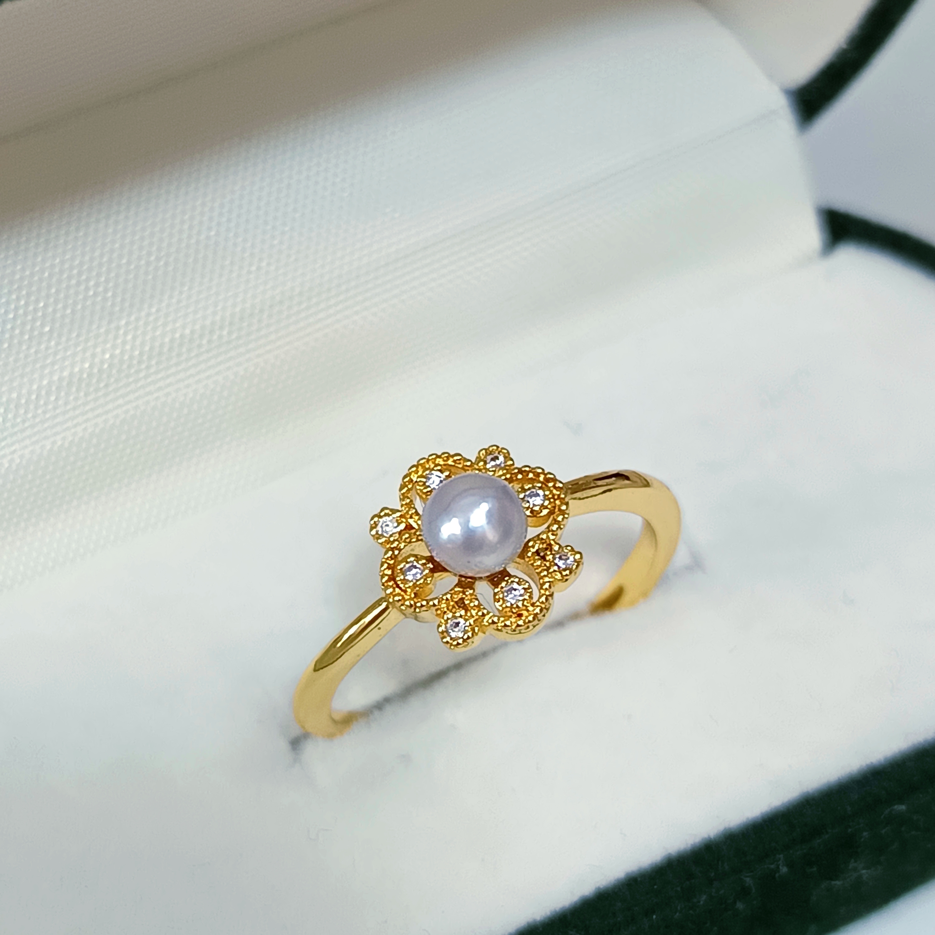 特價品‼️正圓強光日本真多麻海水珍珠注金開口戒指