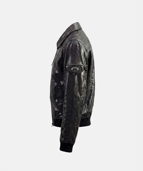 Monza Eyelet Bomber Jacket - Python Leather