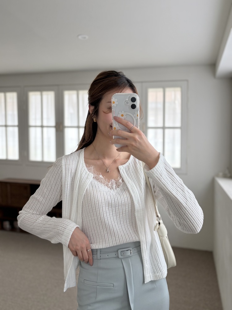 [假兩件] Lumiere Lace Layered Top (White)