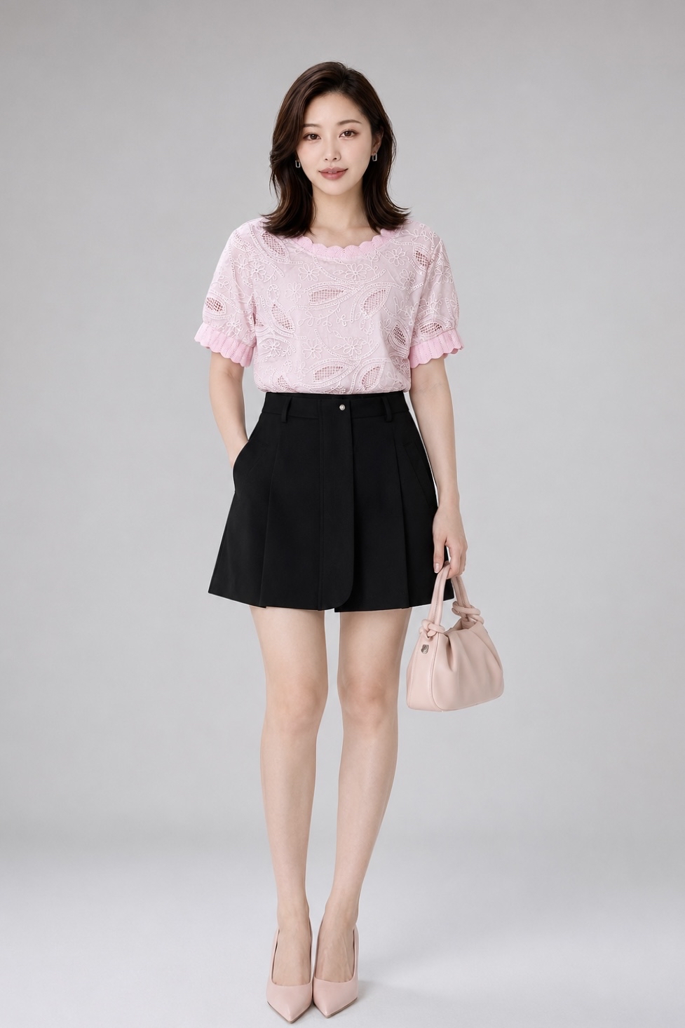 80065 Elara Floral Lace Knit Sleeve Top