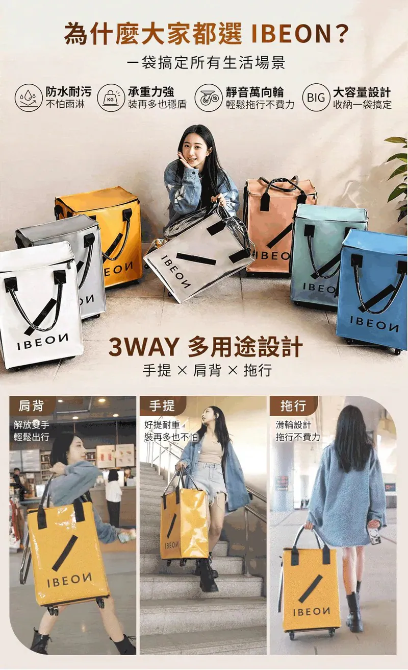IBEON 輕奢行旅袋|出行更有型|一個抵多袋|手提、側背、拖行自由切換