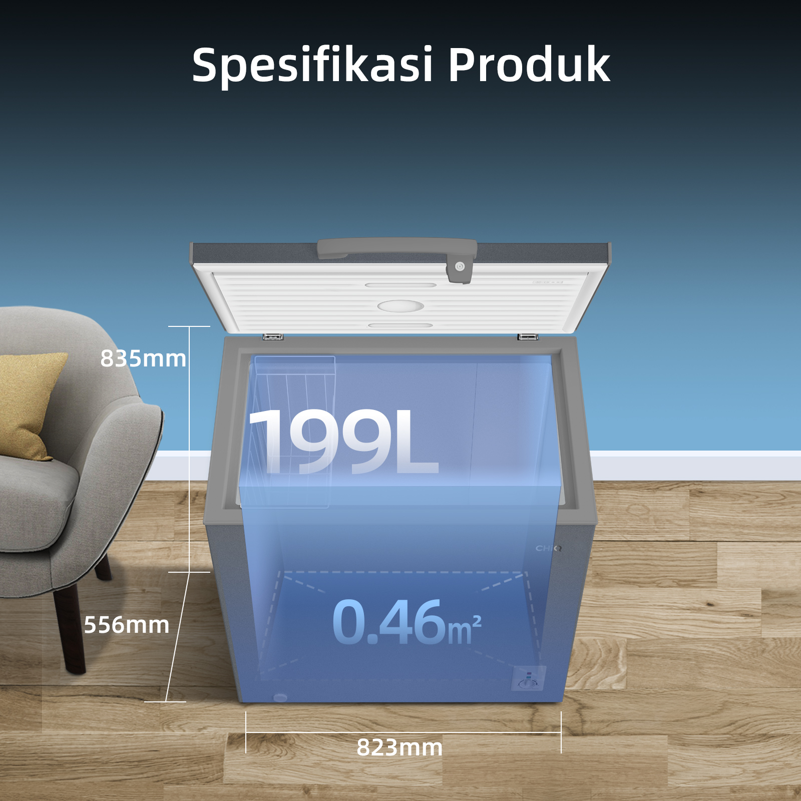 CHiQ Chest Freezer Grey CCF199-GR