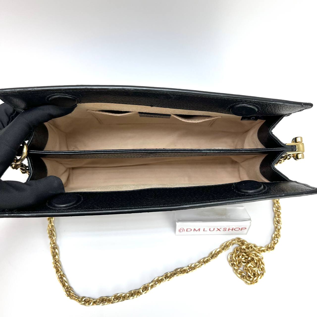 Gucci Black Ophidia Chain Shoulder Bag Small GHW