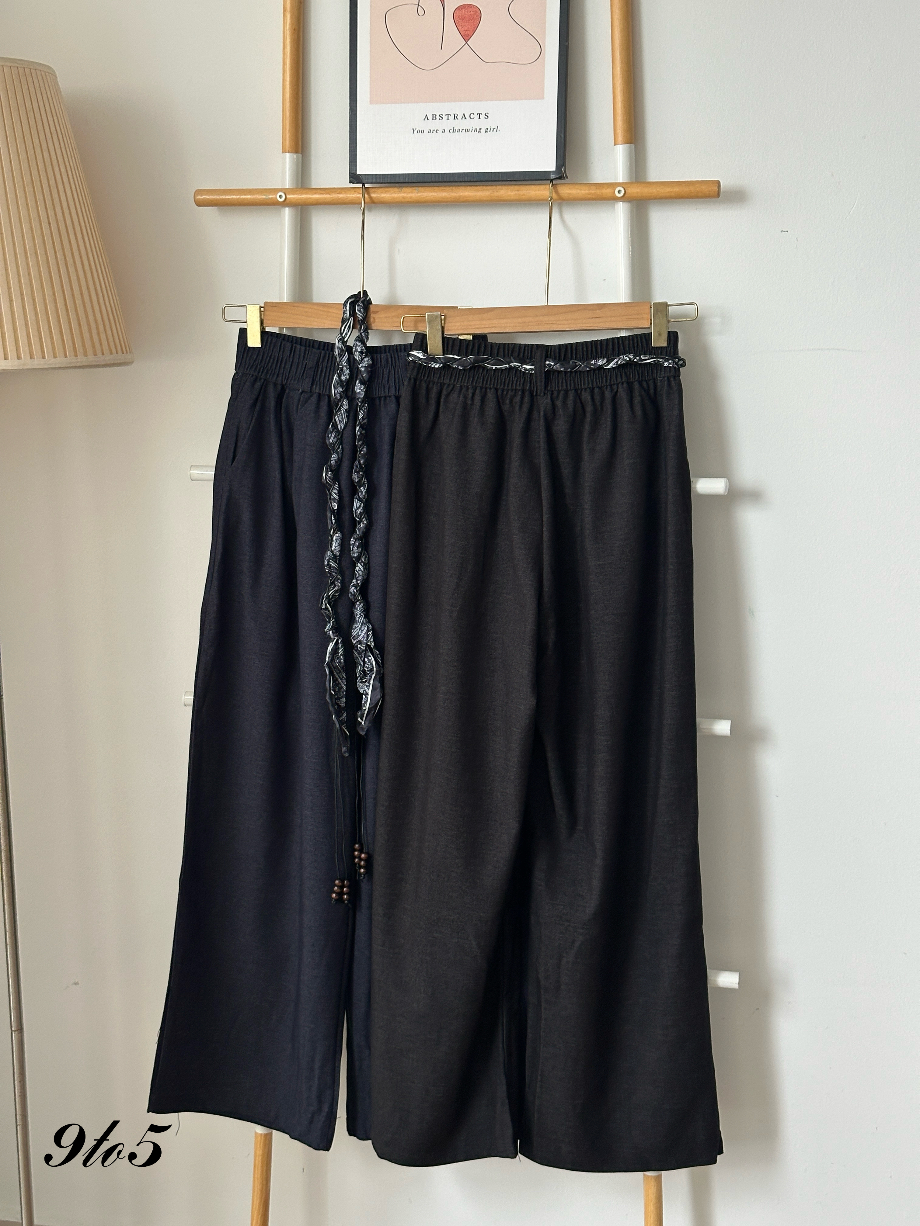 S1812 Long Straight Pants - Black & Blue