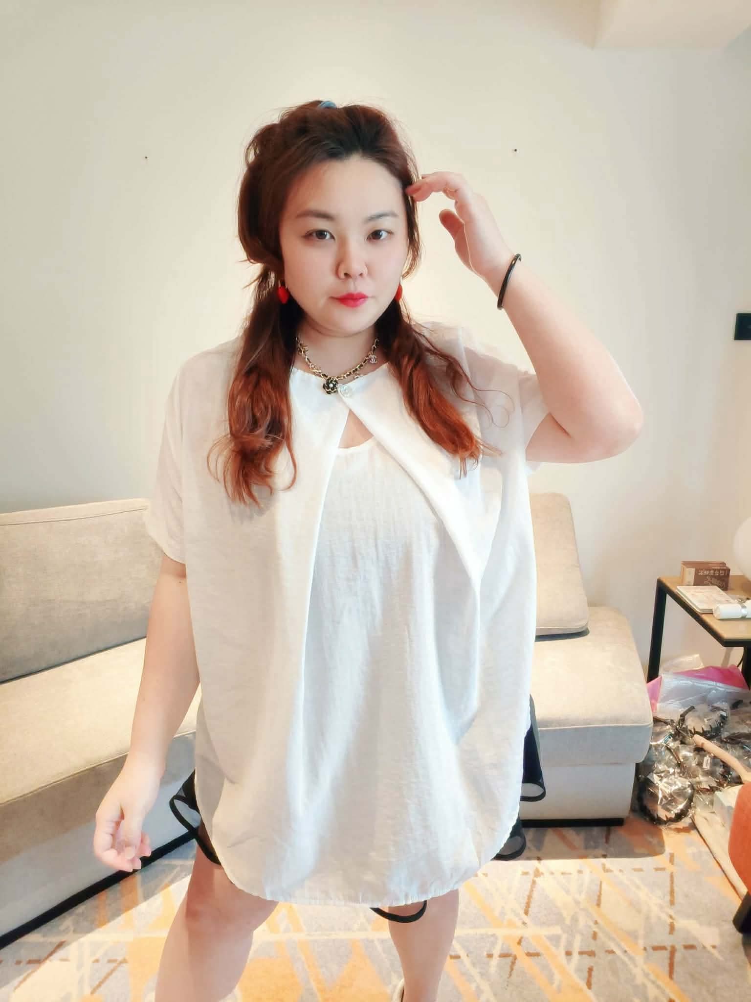 YPC09 5205 冰丝棉麻假两件小性感上衣