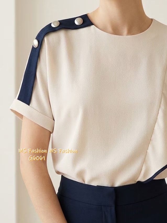 G6061 韓國🇰🇷靚料肩鈕ruffle top