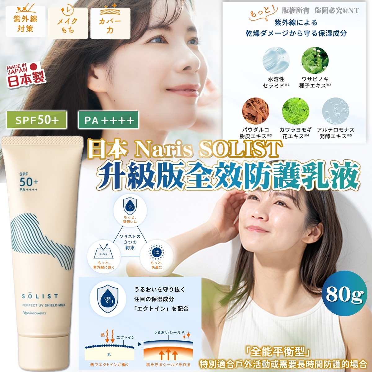 日本Naris SOLIST全效極致 UV 防護乳液-預計6月初到貨