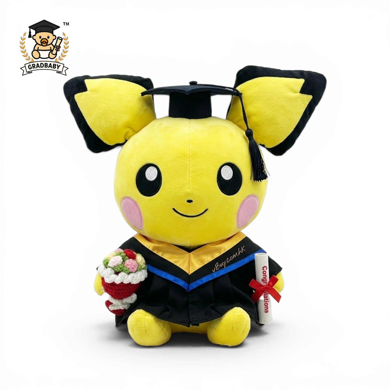 皮丘浸會大學畢業公仔可加名 Pichu畢業禮物公仔 正版香港現貨 gradbaby