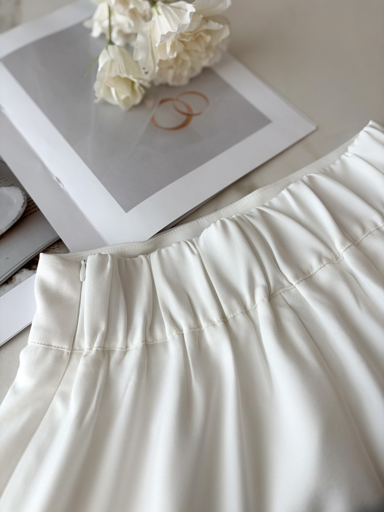 Front-Slit Midi Flare Skirt (Ivory)