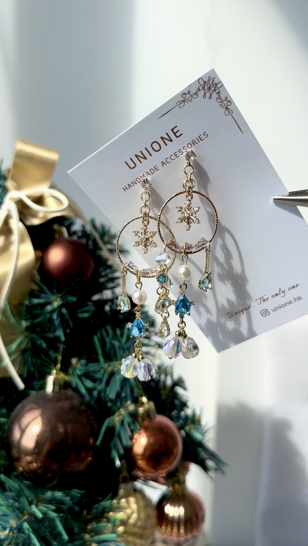 藍冰雪花鈴鐺耳環❄️🔔