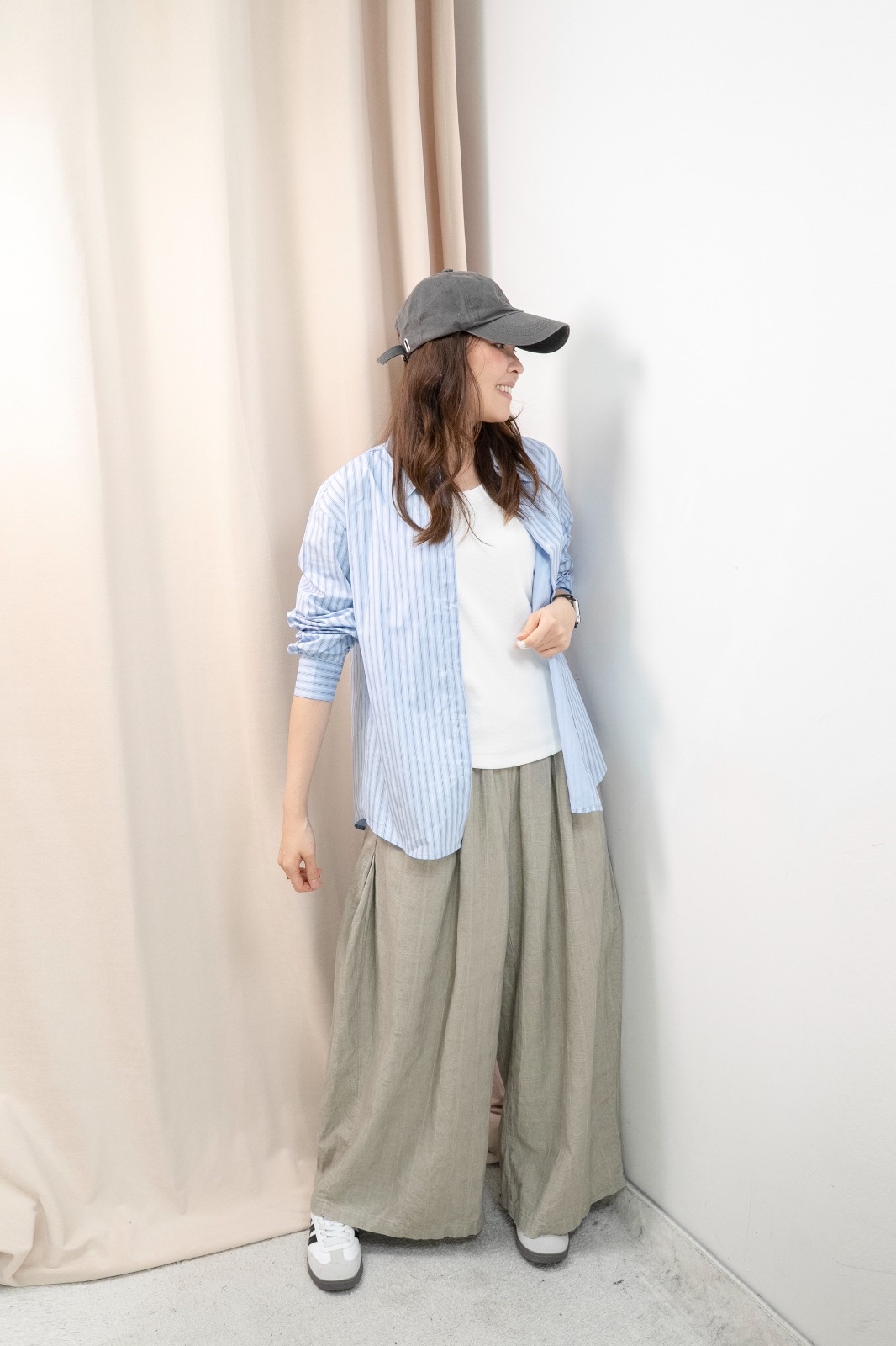 直間紋Smart causal 襯衫（藍啡間）