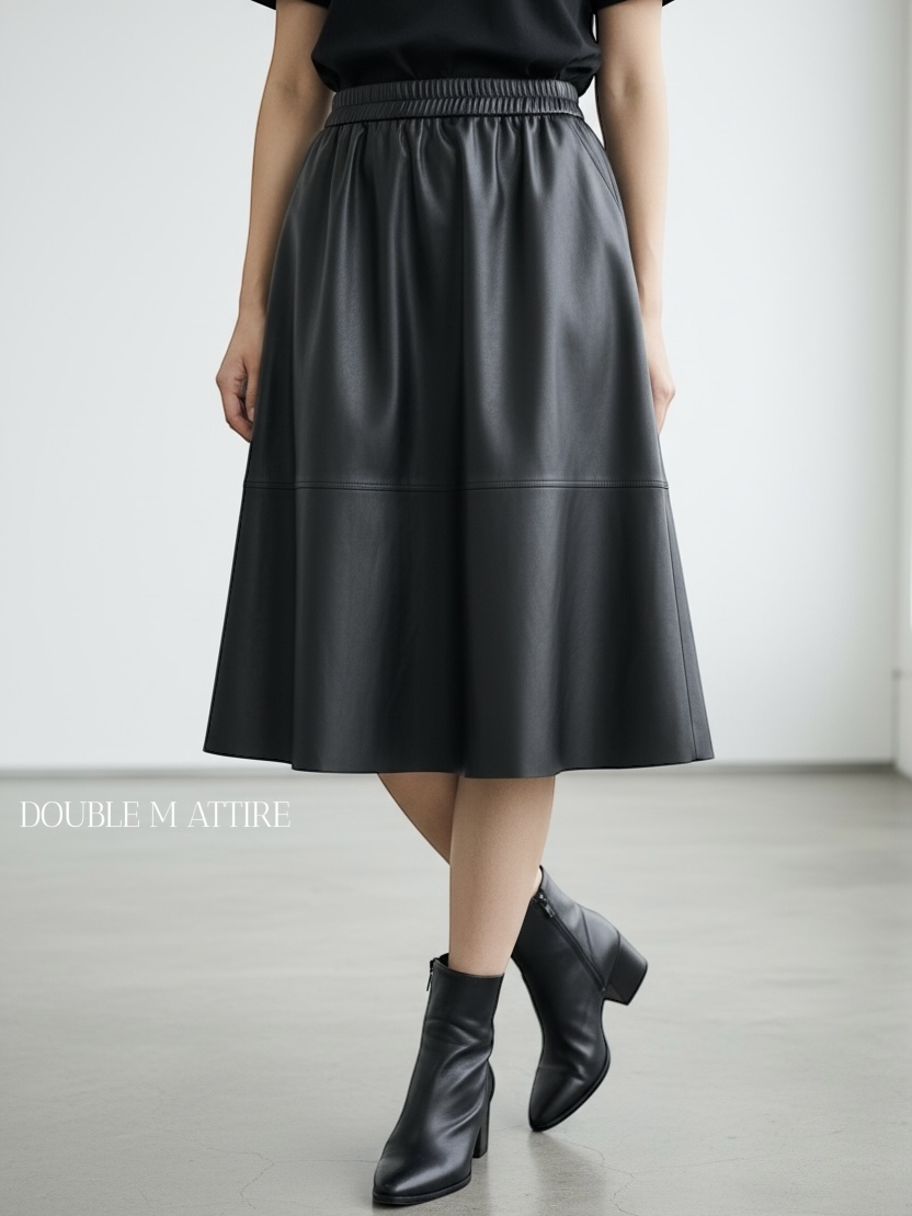 仿皮A字半裙
