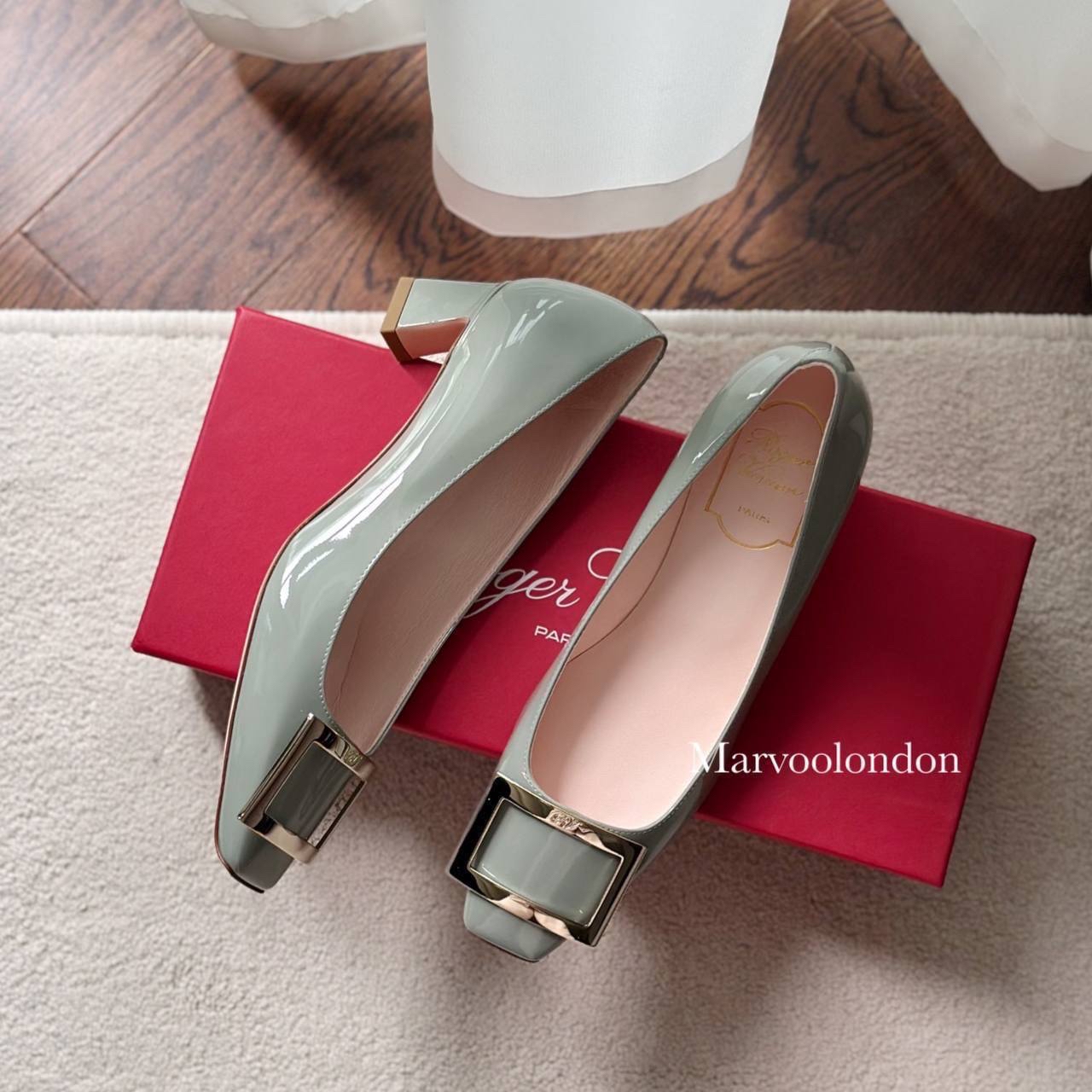限時優惠✨訂貨🍒RV 4.5cm pump 鼠尾草綠色漆皮 Size 35.5/36.5/37/37.5/38.5