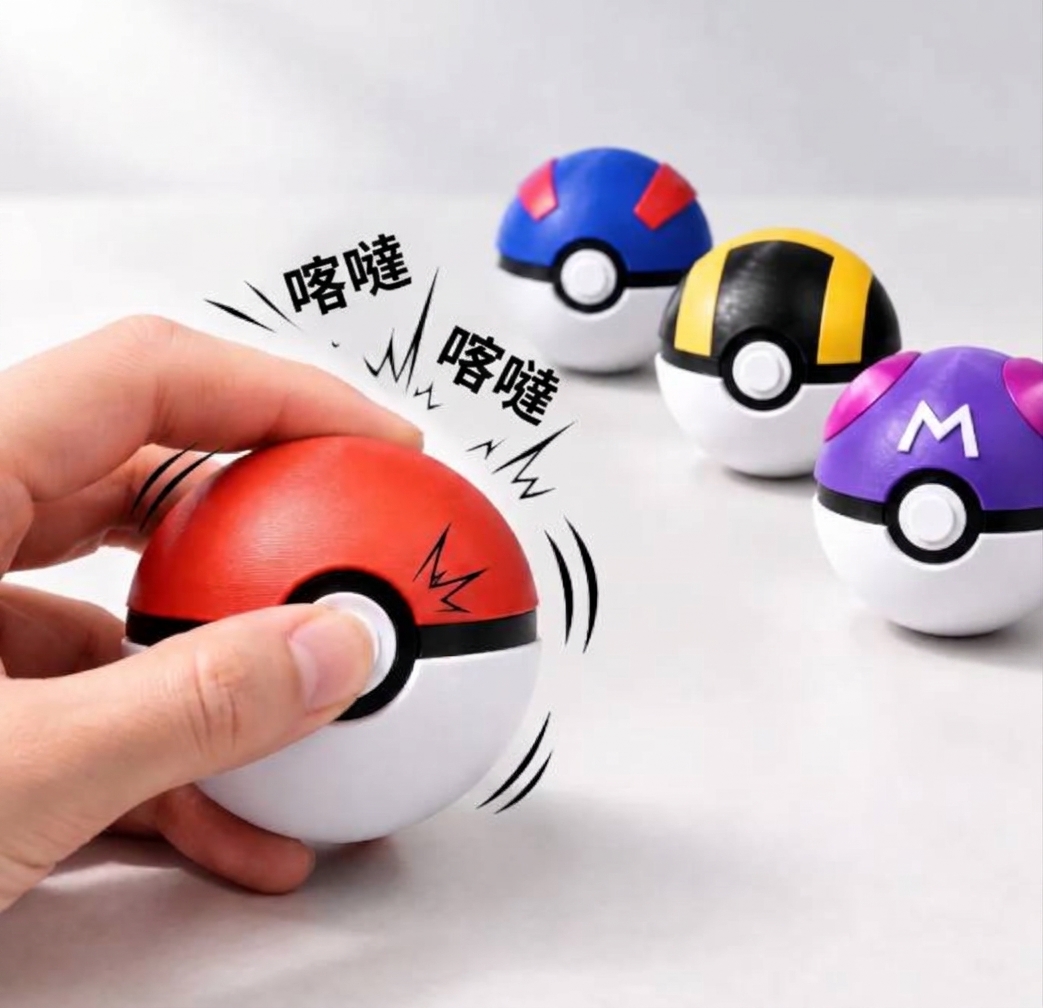 3D 列印寶可夢精靈球按鍵解壓玩具