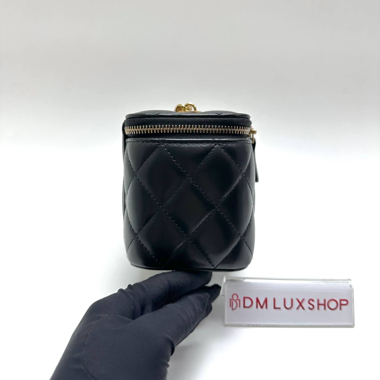 Chanel Black Vanity Case w/ Chain GHW (Microchip)