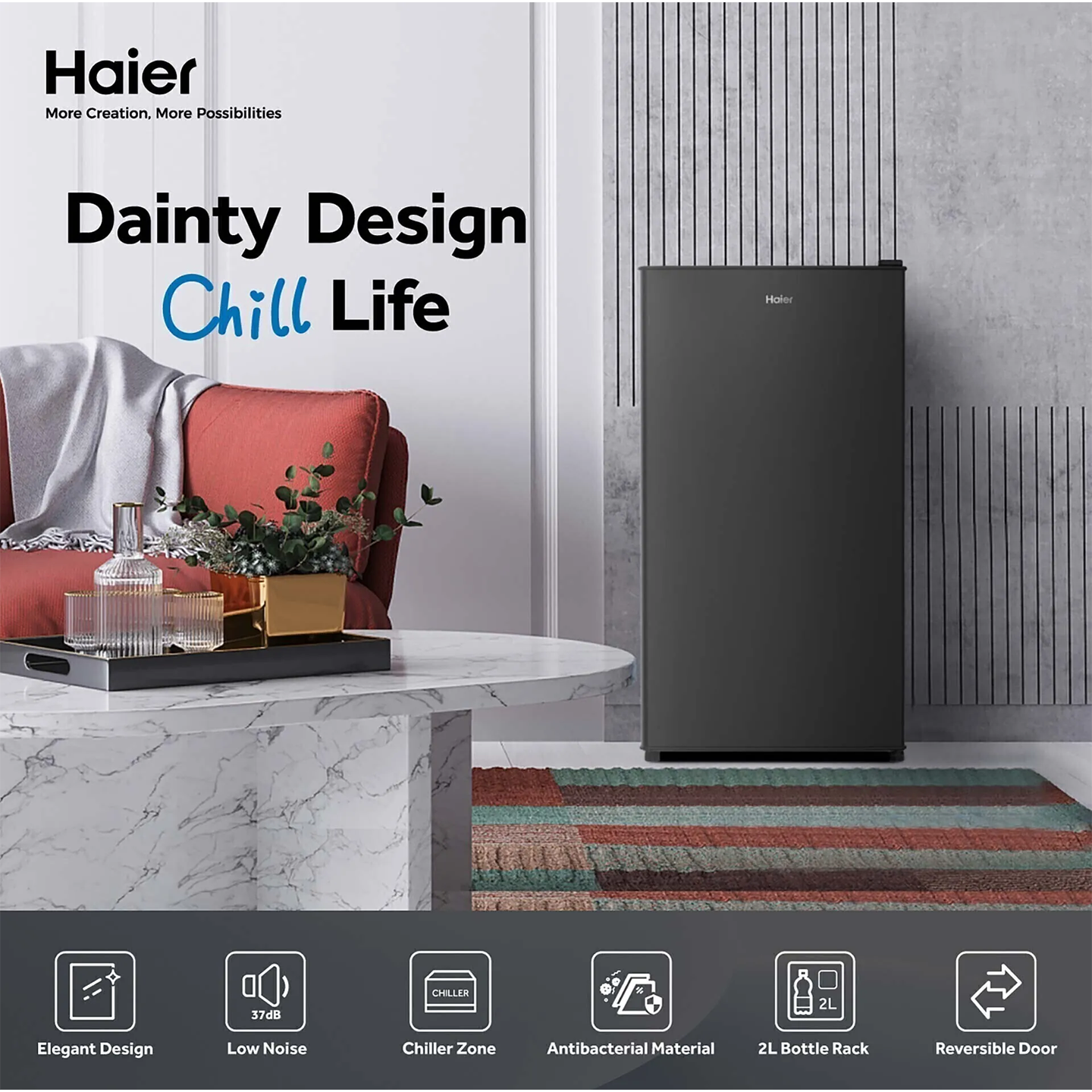 Haier 118L 1-Door Refrigerator (HR-128H)