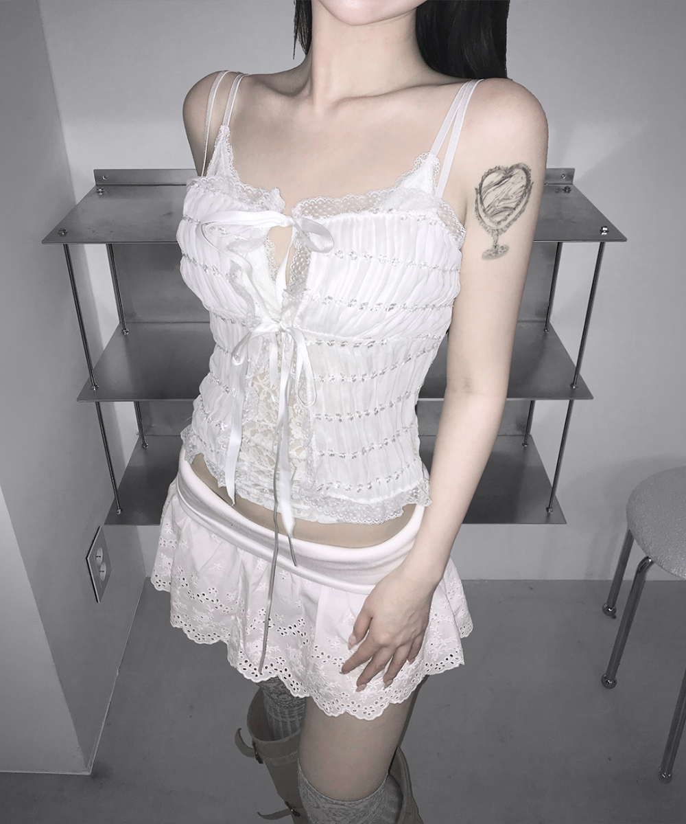 Ribbon Lace Mesh Sleeveless Top