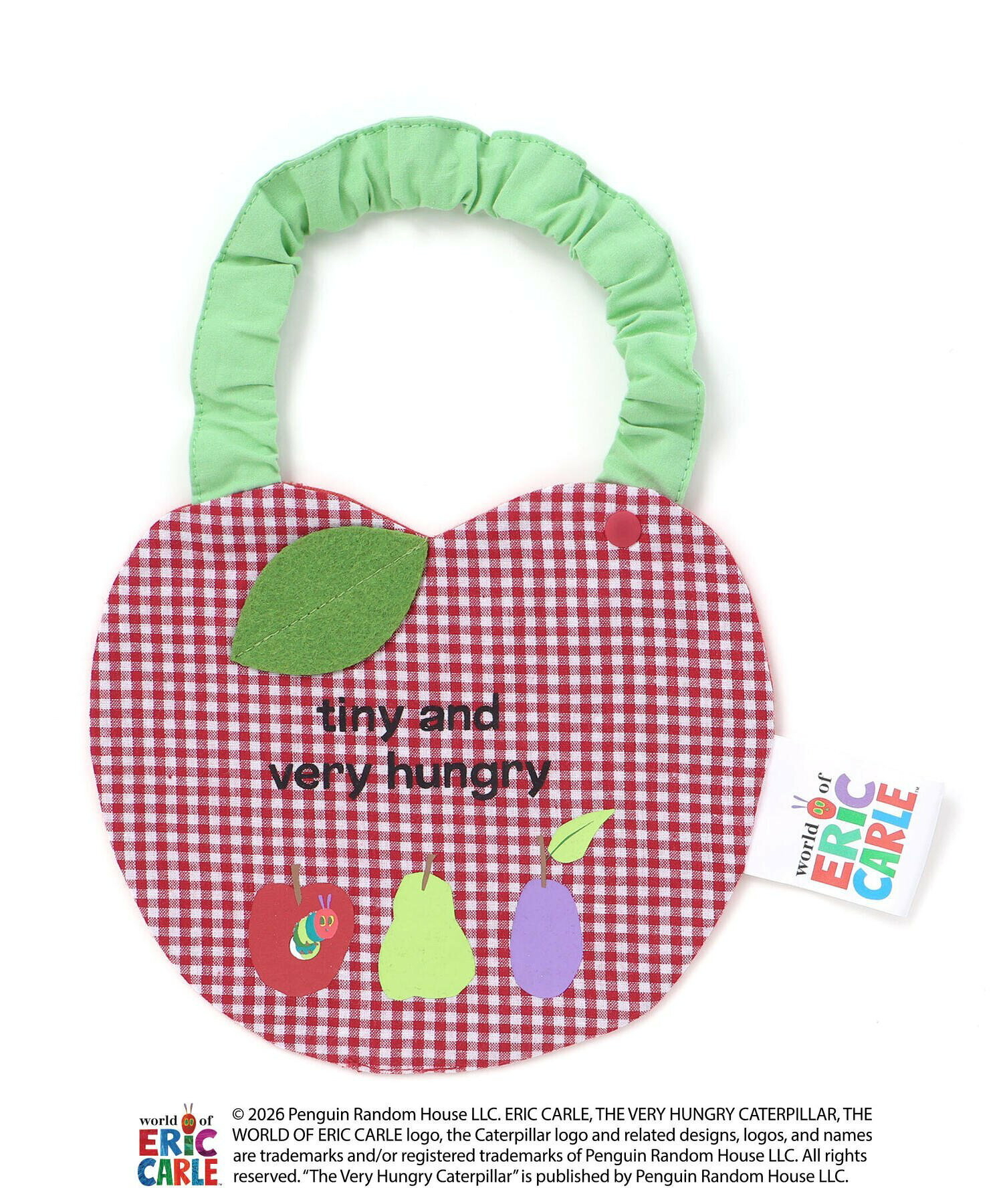 🇯🇵預訂 日本直送🇯🇵好餓的毛毛蟲兩色純色格紋蘋果造型圍兜