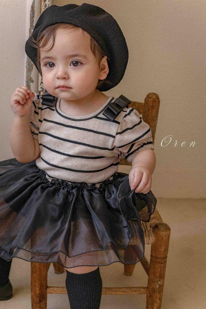 ☀️預訂 韓國直送☀️🇰🇷Oren Claire ST兩色條紋薄紗短袖包屁裙/上下套裝