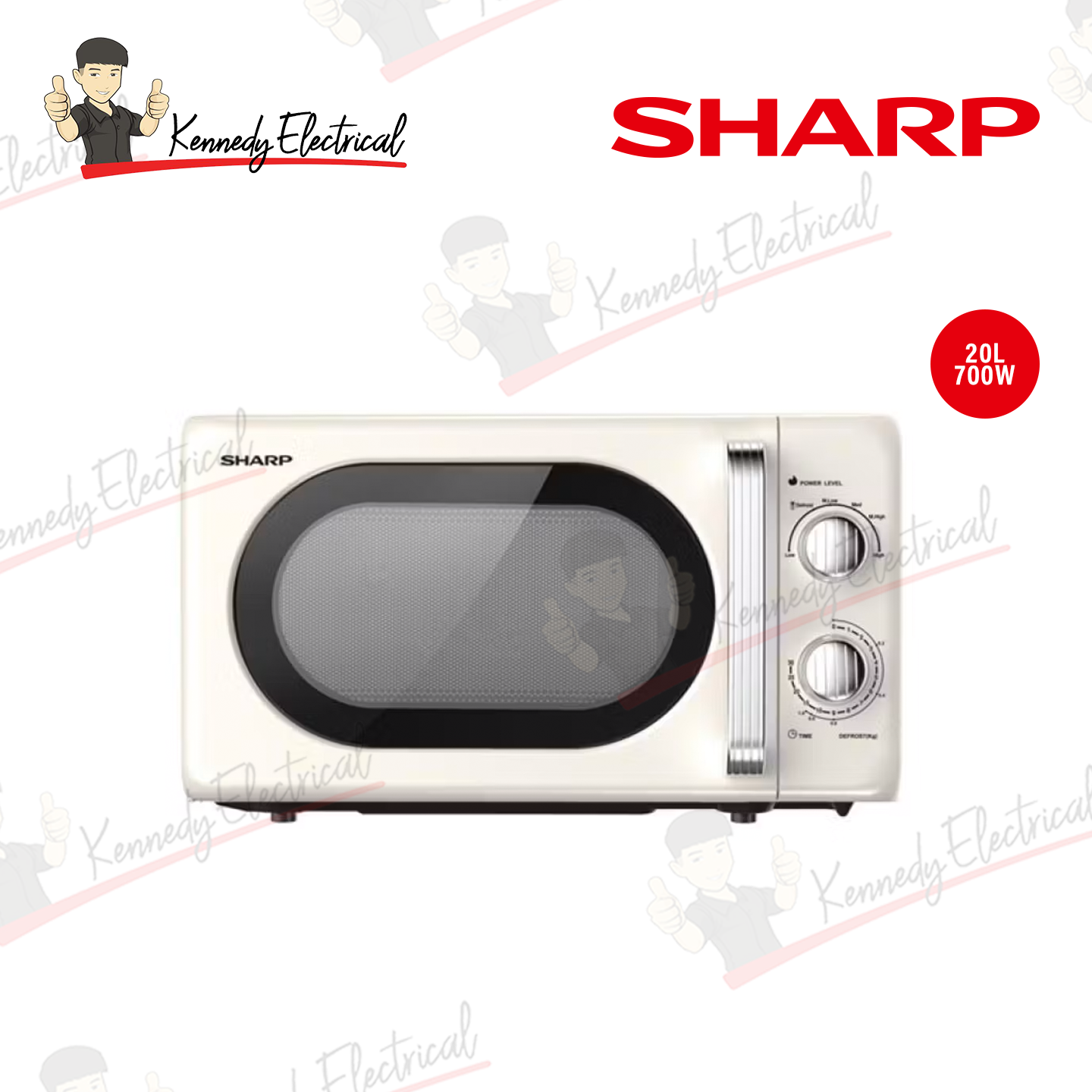 Sharp 20L Retro Mechanical Microwave Oven (R220EFWHMA)