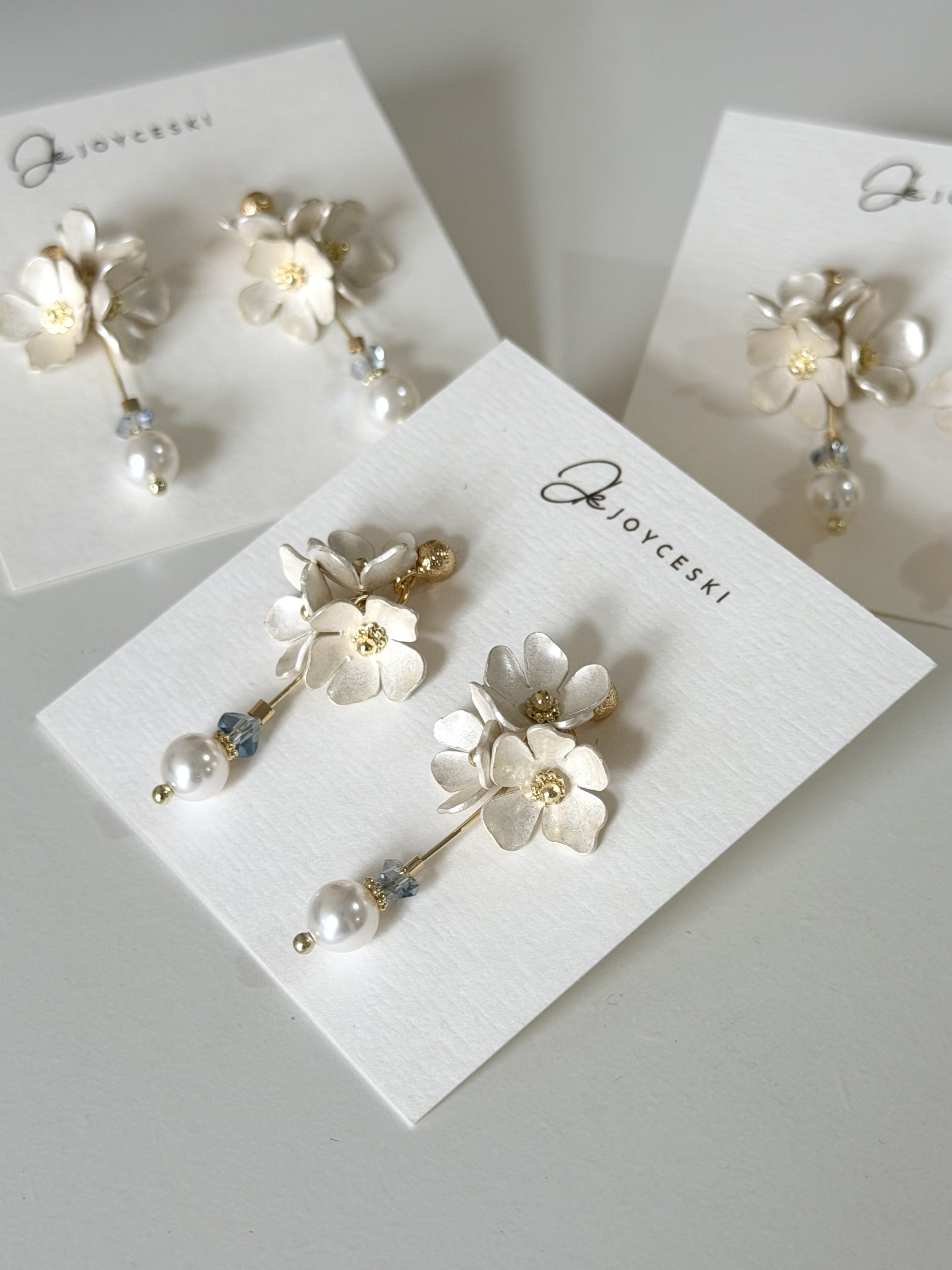 日本花語系列耳環/黑白小花朵款