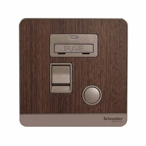 施耐德 AvatarOn 胡桃木 13AFuse有掣有燈 接線蘇